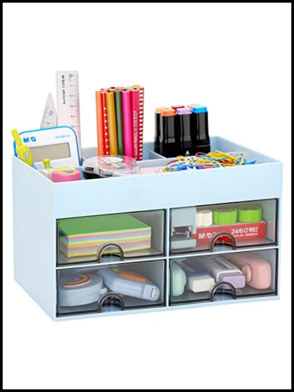 LETURE Desk Organizer Drawer Stationery Caddy Pen Pencil Card Storage